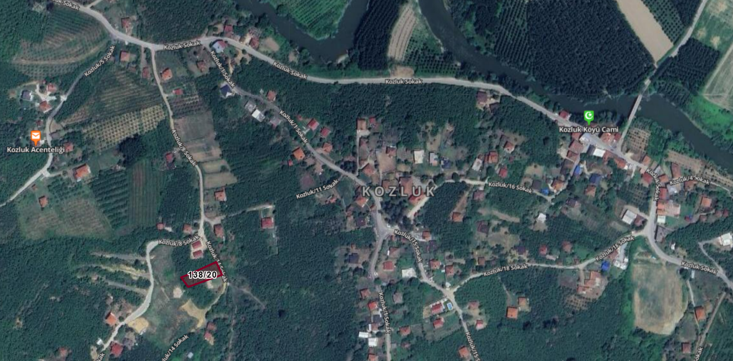 Sakarya Kocaali Kozluk Mahallesinde Satılık İmarlı Arsa Ada 138 Parsel 20