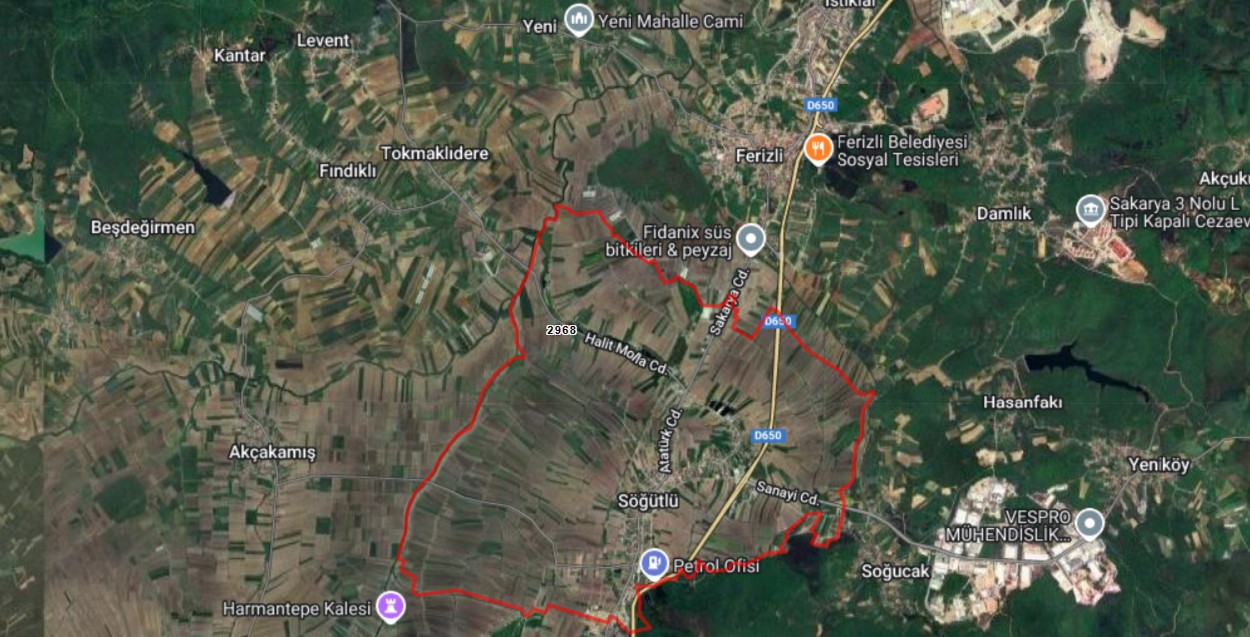 Sakarya Söğütlü Söğütlü Mahallesinde Satılık Tarla Ada 0 Parsel 2968